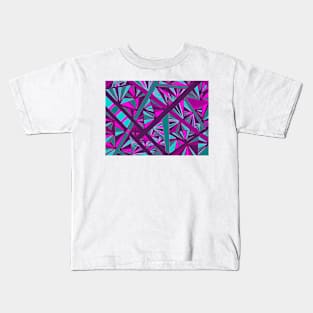 Stained Glass -- Teal, Turquoise, Pink, and Fuchsia Kids T-Shirt